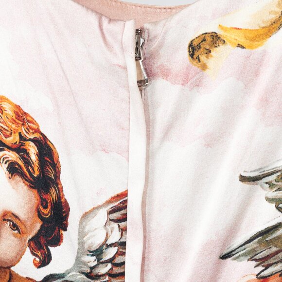 Dolce & Gabbana SS18 Pink Silk-Satin Cherub-Print Midi Dress - Picture 10 of 10